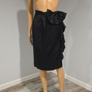 JH Collectibles Elegant Black Pencil Skirt with Ruffle Bow